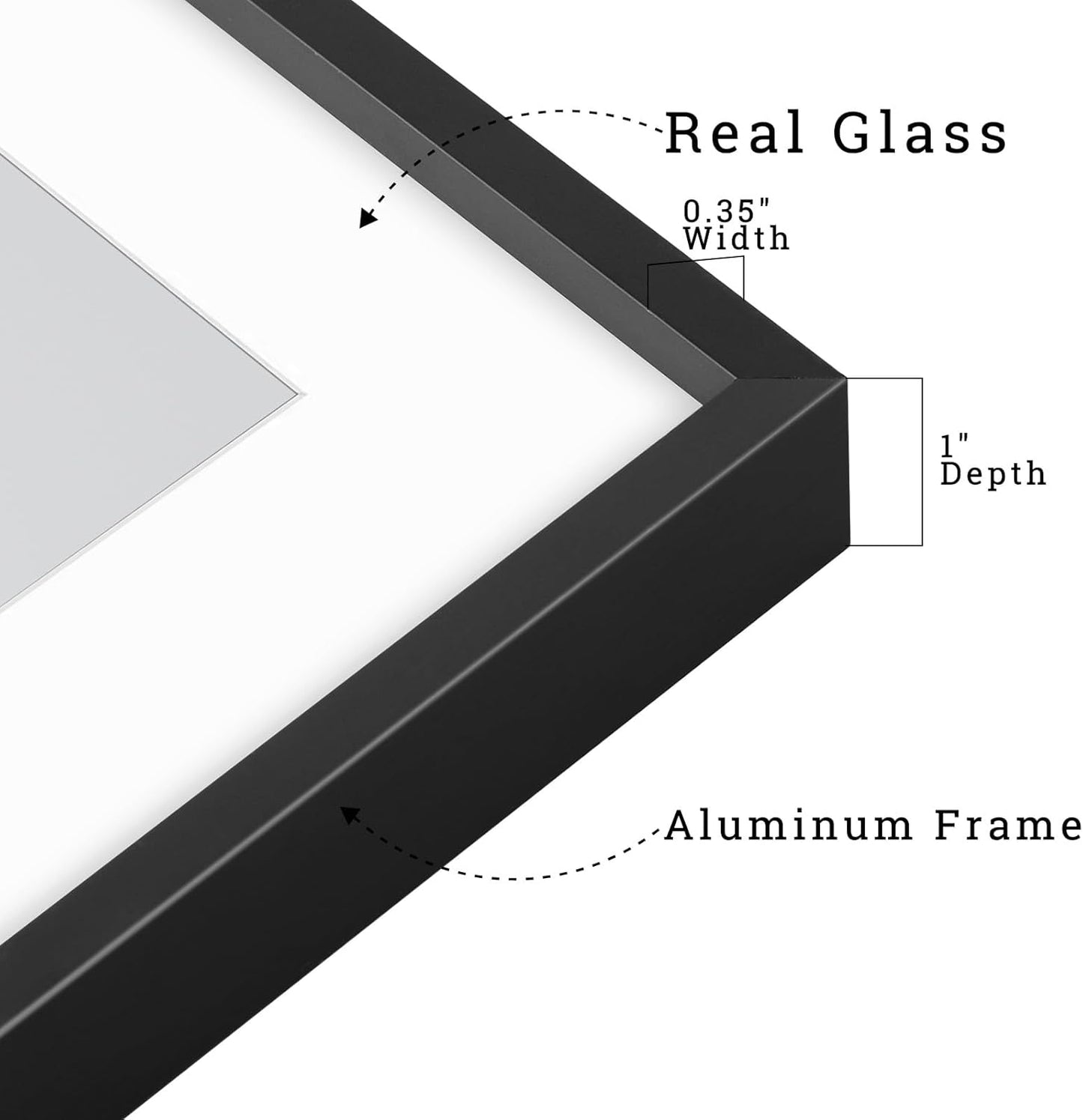 Black Aluminum Picture Frames Set of 7