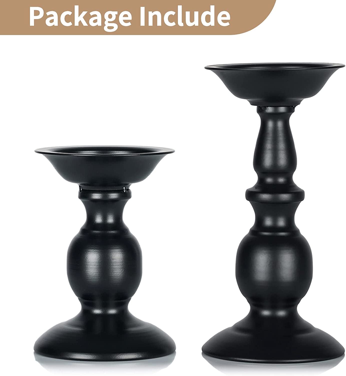 2 Pcs Rustic Candle Holders Set Metal Candle Stand