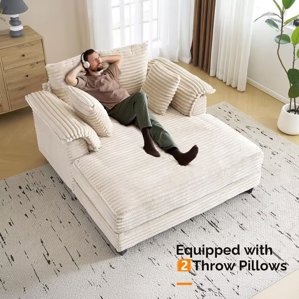 56 In. Khaki Corduroy Velvet Full Size Sofa Bed