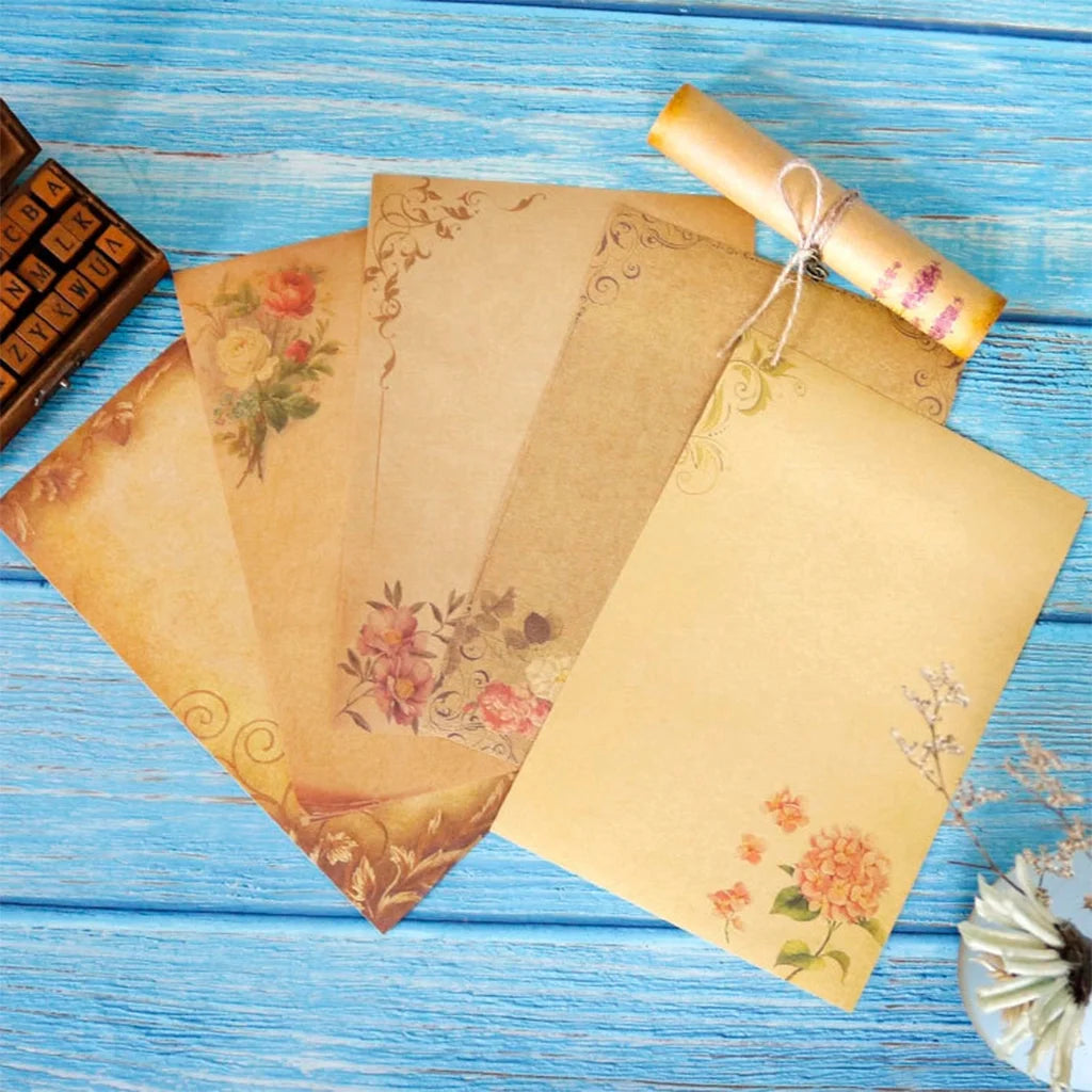 Stationary Paper 8 Pack Parchment Antique Colored Printed