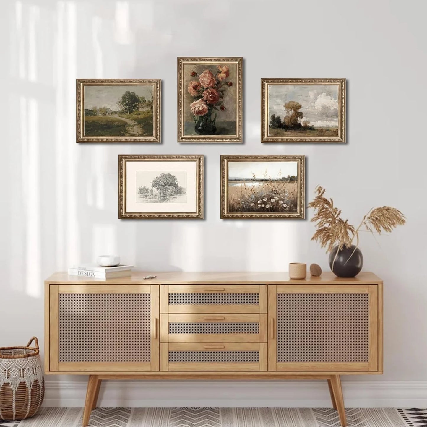 Vintage Wall Art, Classical Wildflower Field Wall Painting