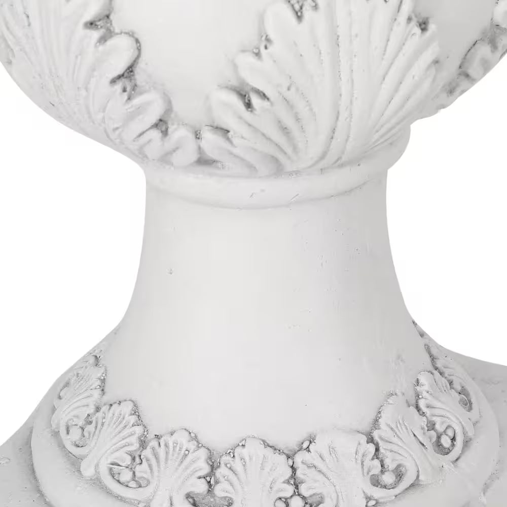 Elegant Style 15.50 In. W X 19.25 In. H Antique White Concrete Garden Urn Planter, Functional, Weather & Water Resistant