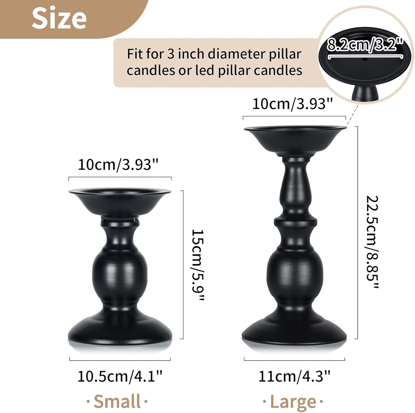 2 Pcs Rustic Candle Holders Set Metal Candle Stand