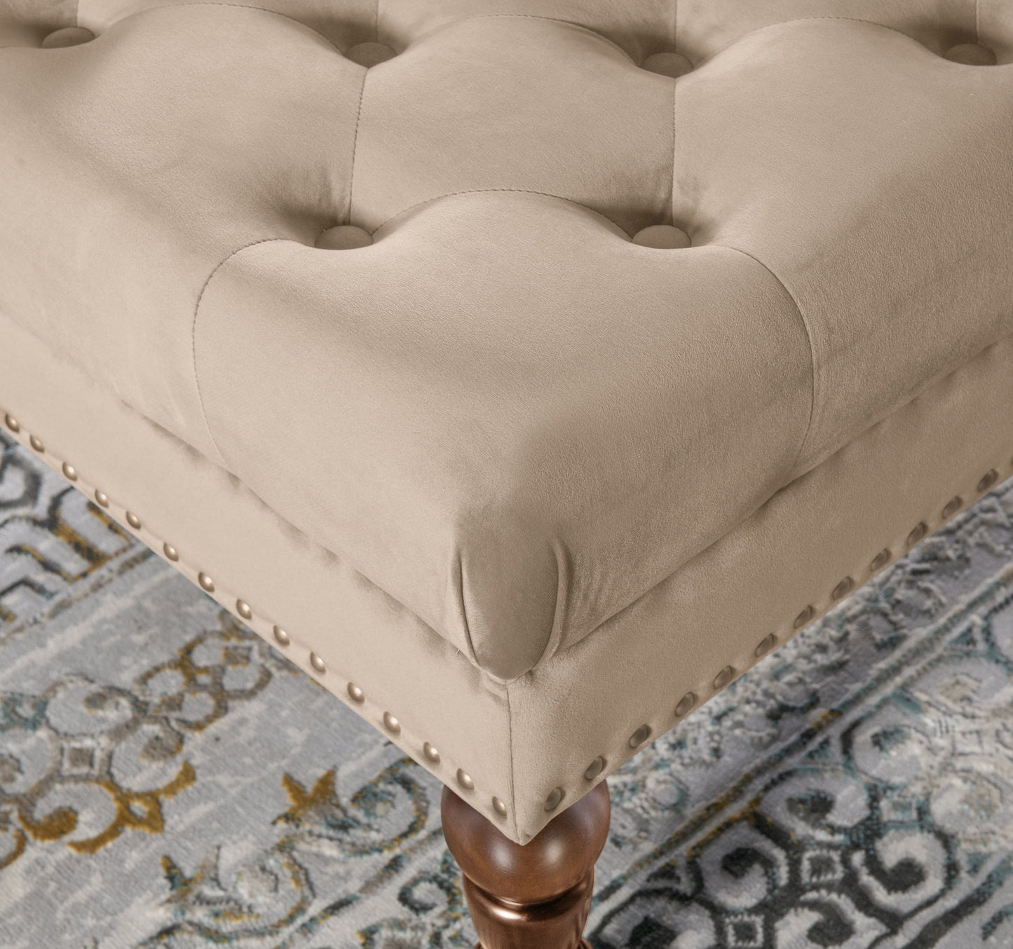 Velvet Square Tufted Ottoman