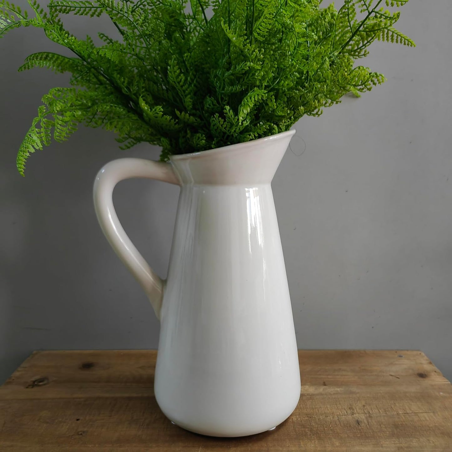 Cream Ceramic Pitcher Vase