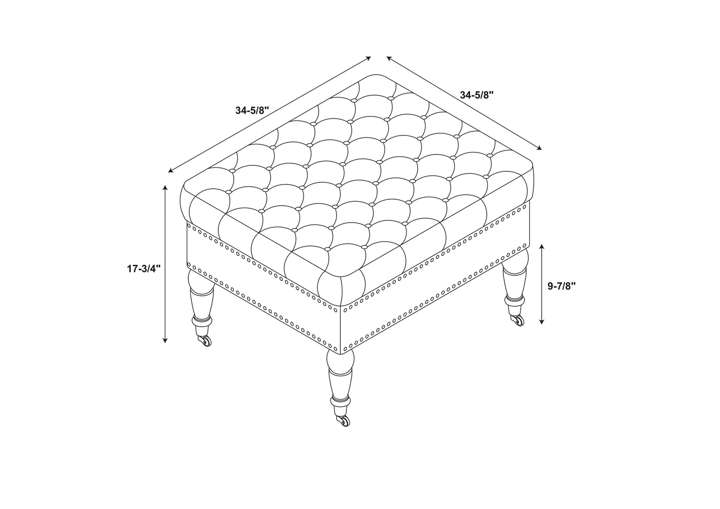 Velvet Square Tufted Ottoman