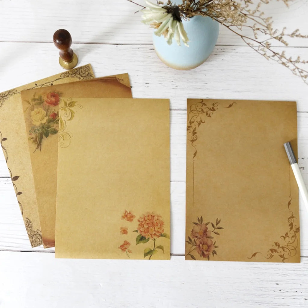 Stationary Paper 8 Pack Parchment Antique Colored Printed