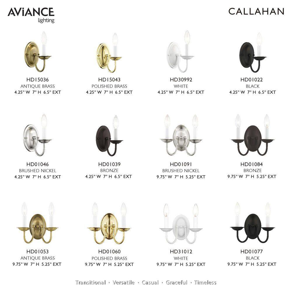 2-Light Antique Brass Wall Sconce