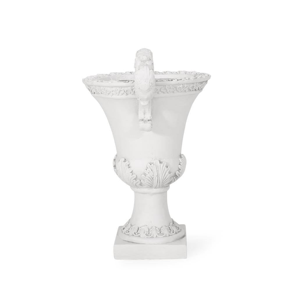 Elegant Style 15.50 In. W X 19.25 In. H Antique White Concrete Garden Urn Planter, Functional, Weather & Water Resistant