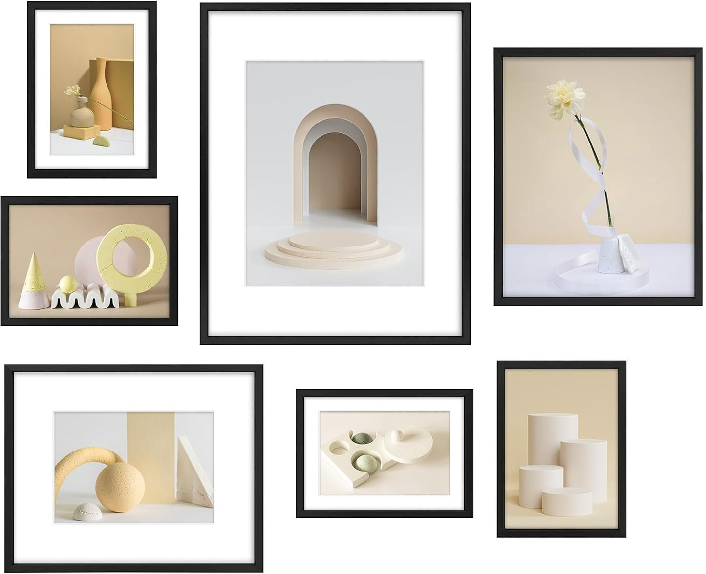 Black Aluminum Picture Frames Set of 7