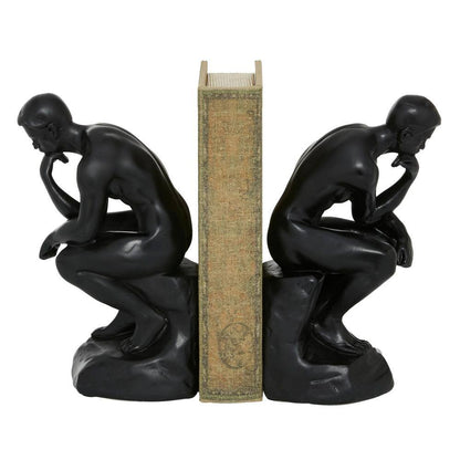 Black Polystone the Thinker People Bookends (Set of 2)