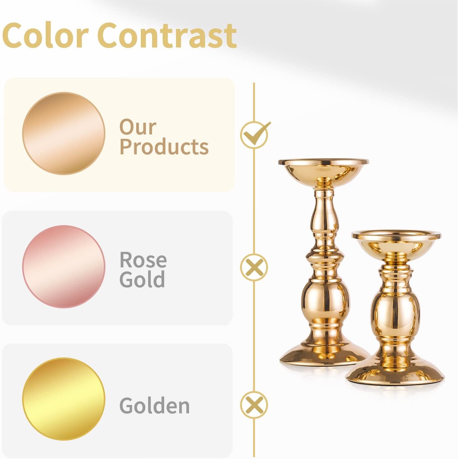 2 Pcs Gold Pillar Candle Holders