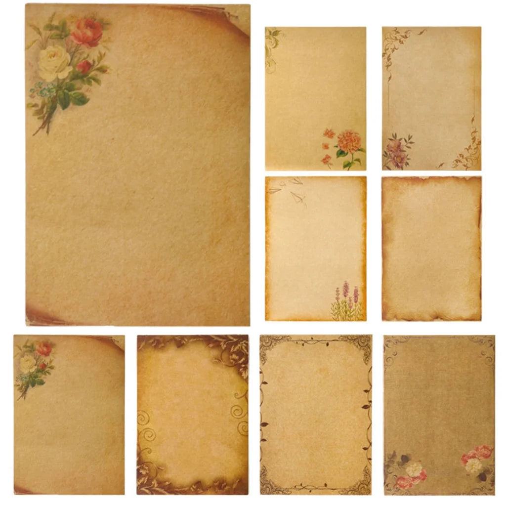  Stationary Paper 8 Pack Parchment Antique Colored Printed