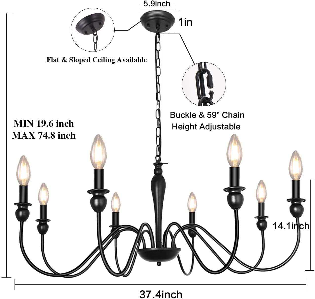 Rustic Metal Traditional Candle Chandelier 