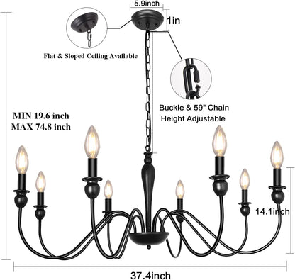 Rustic Metal Traditional Candle Chandelier 