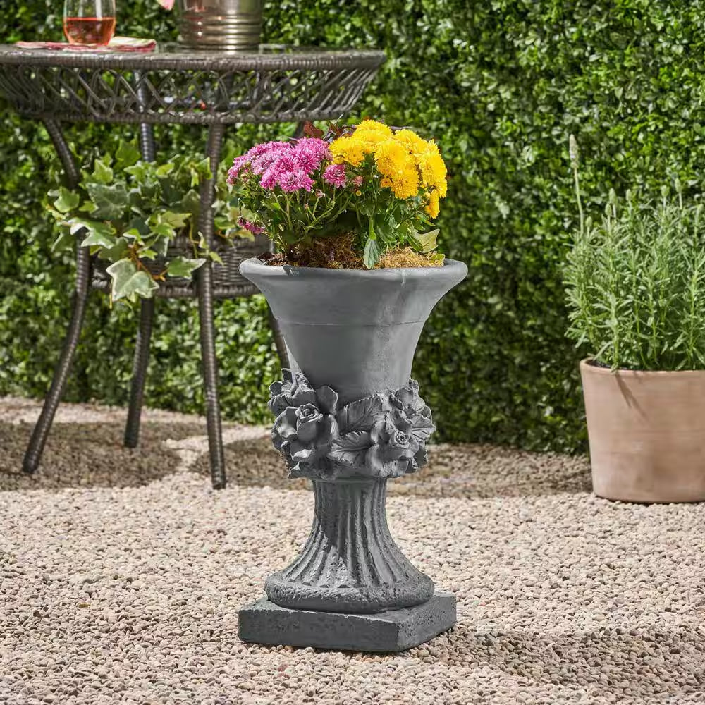 Concrete Antique Gray Outdoor Garden Urn Planter