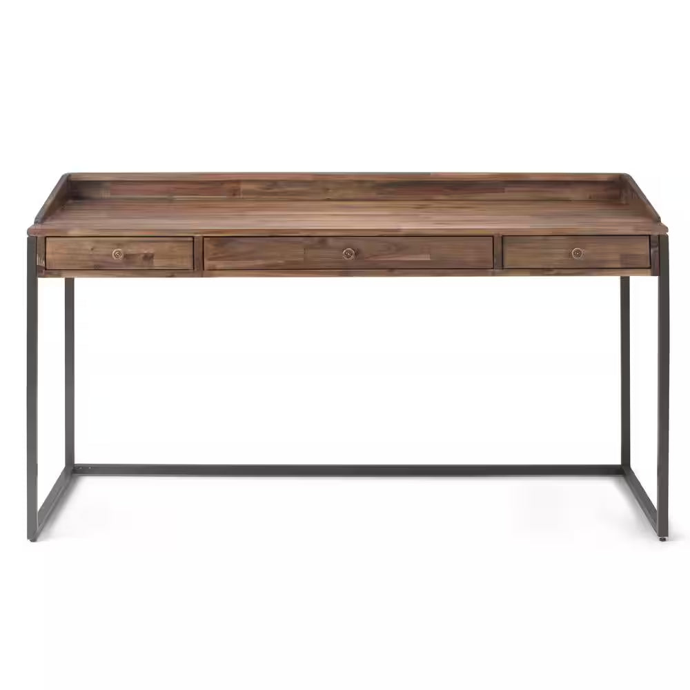  60 In. Wide Writing Office Desk in Rustic Natural Aged Brown