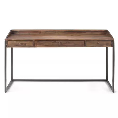  60 In. Wide Writing Office Desk in Rustic Natural Aged Brown