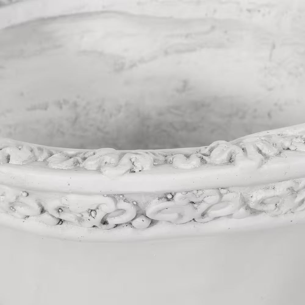 Elegant Style 15.50 In. W X 19.25 In. H Antique White Concrete Garden Urn Planter, Functional, Weather & Water Resistant