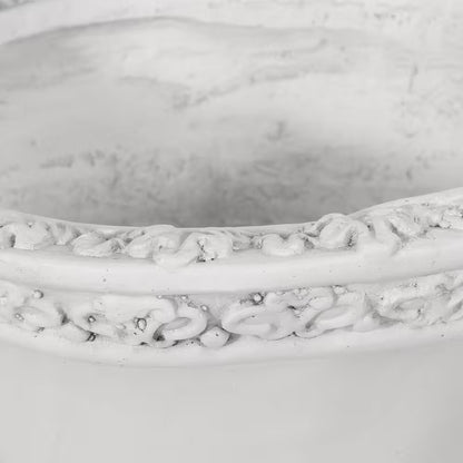 Elegant Style 15.50 In. W X 19.25 In. H Antique White Concrete Garden Urn Planter, Functional, Weather & Water Resistant