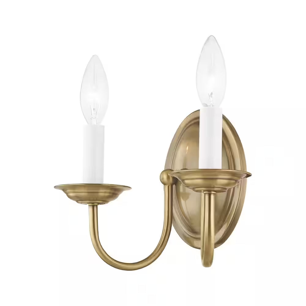  2-Light Antique Brass Wall Sconce