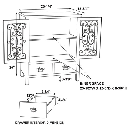 Vintage Design 2 Door 2 Drawer Console