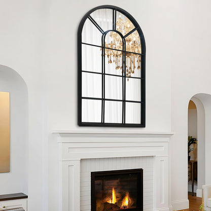 Window Decorative Mirrors Arched  (Black,41.3”X 24” X1”)