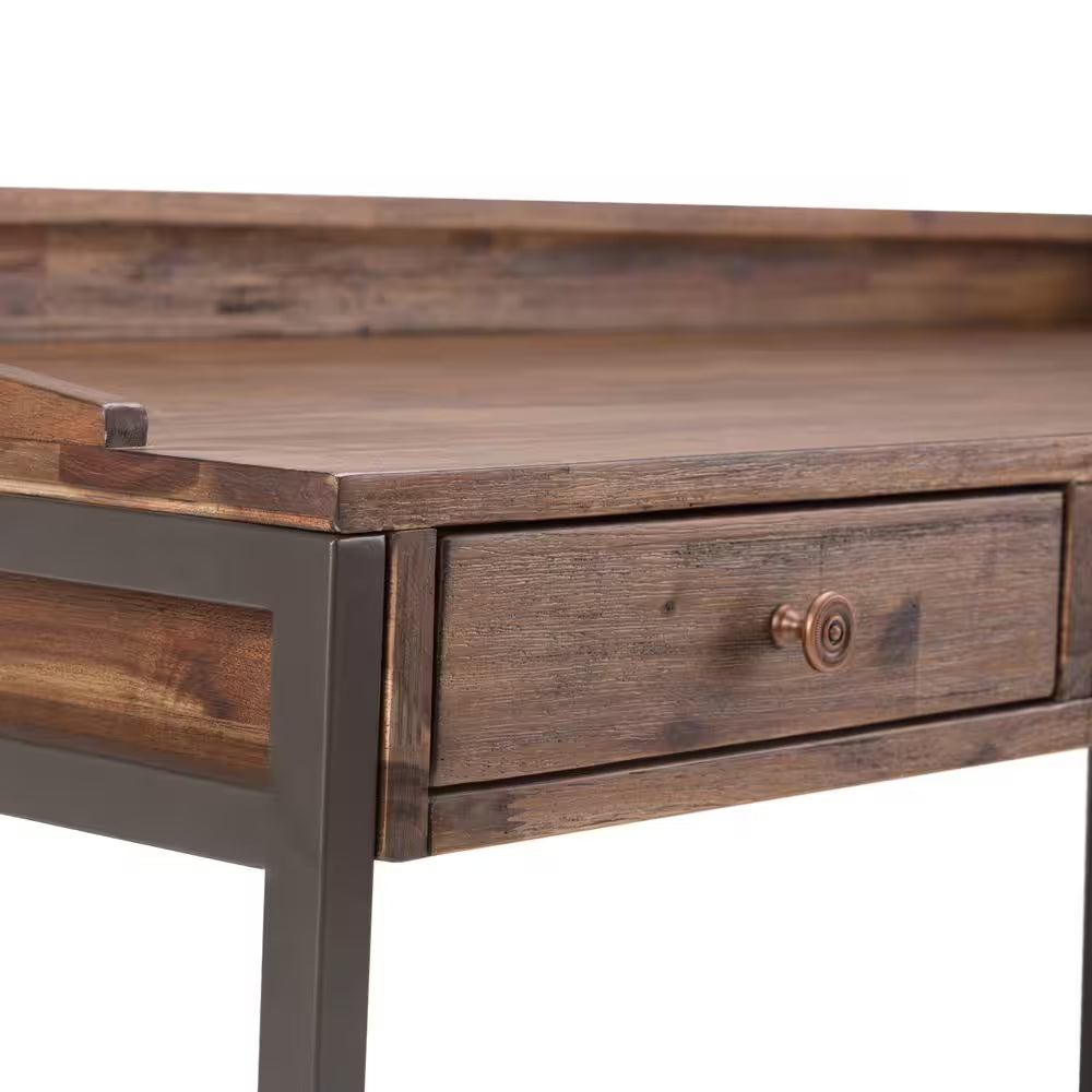  60 In. Wide Writing Office Desk in Rustic Natural Aged Brown