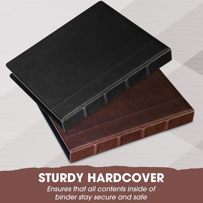 2 Pcs Vintage Hardback 3 Ring Binder Professional Leather Organizer round Rings