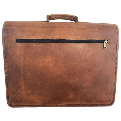 Leather Briefcase Laptop Bag Messenger Satchel 16 Inch Best Handmade Leather Bag, Brown, Large