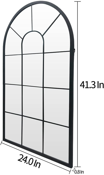 Window Decorative Mirrors Arched  (Black,41.3”X 24” X1”)