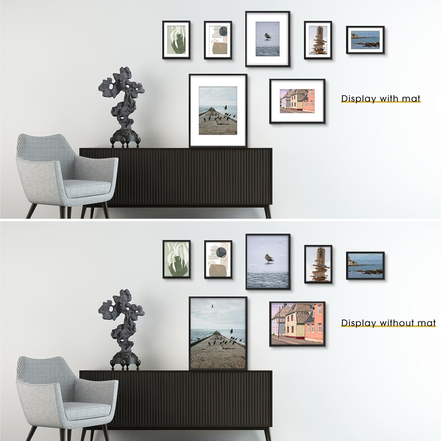 Black Aluminum Picture Frames Set of 7