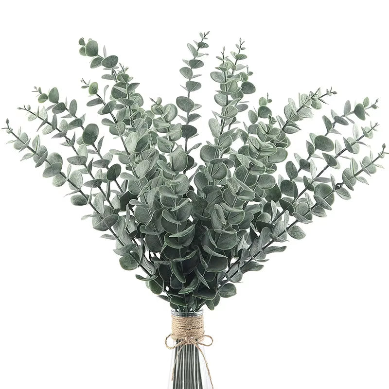 20Pcs Artificial Eucalyptus Stems Leaves Green Eucalyptus Branches Fake Plants 