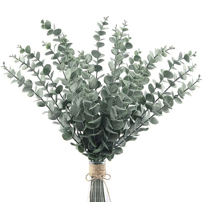 20Pcs Artificial Eucalyptus Stems Leaves Green Eucalyptus Branches Fake Plants 