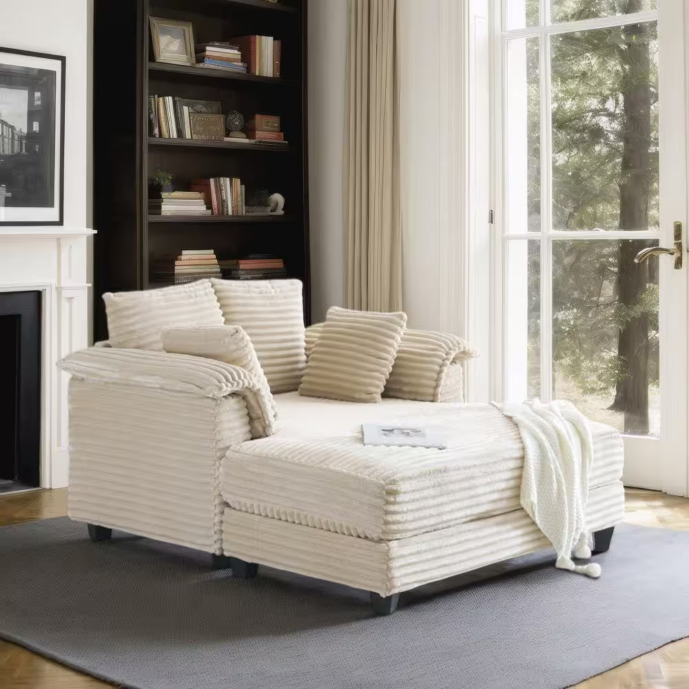 56 In. Khaki Corduroy Velvet Full Size Sofa Bed