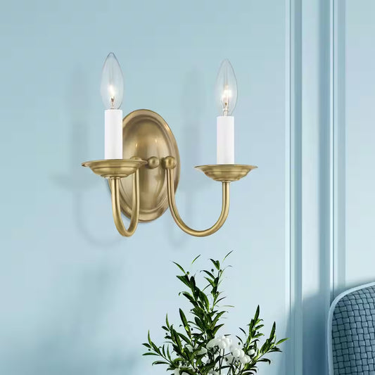  2-Light Antique Brass Wall Sconce