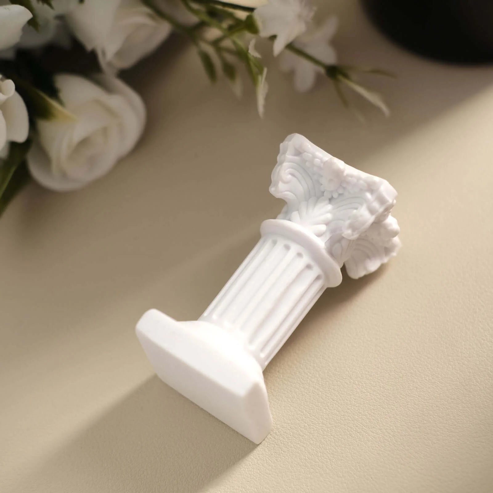 Antique 2.5" White Roman Column Pillar Pedestal Candle Holders