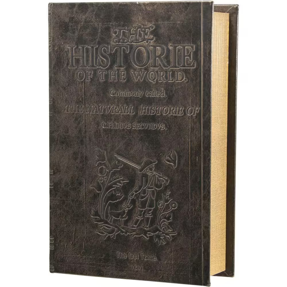 Steel Antique Book Lock Box Safe with Key Lock