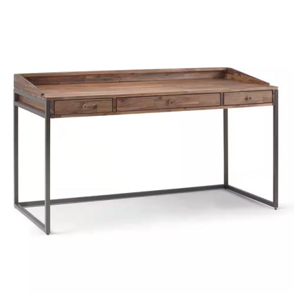 60 In. Wide Writing Office Desk in Rustic Natural Aged Brown