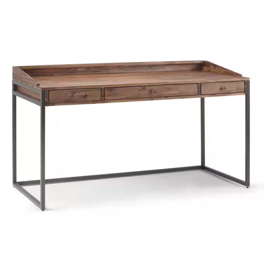  60 In. Wide Writing Office Desk in Rustic Natural Aged Brown