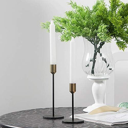 Brass Gold Black Taper Candle Holders
