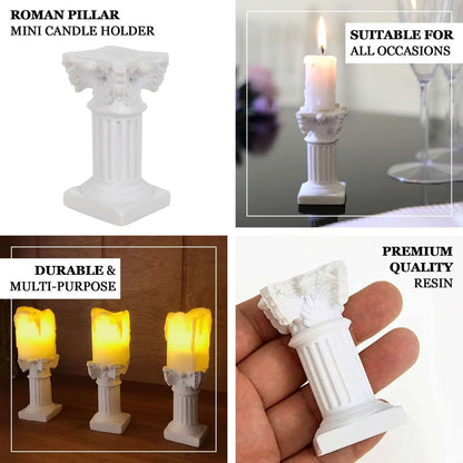 Antique 2.5" White Roman Column Pillar Pedestal Candle Holders