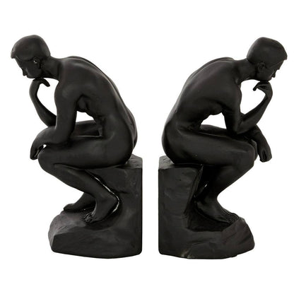 Black Polystone the Thinker People Bookends (Set of 2)