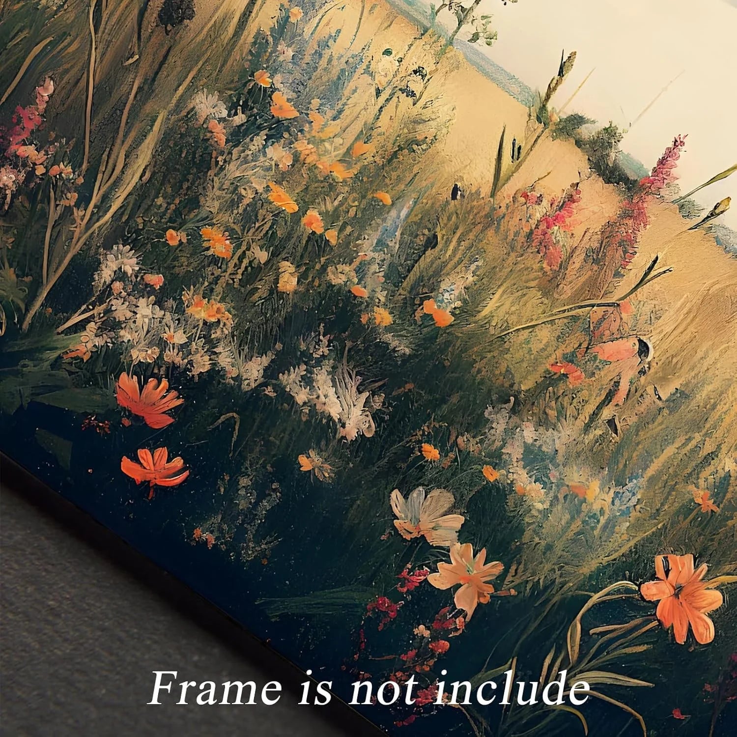 Vintage Wall Art, Classical Wildflower Field Wall Painting 