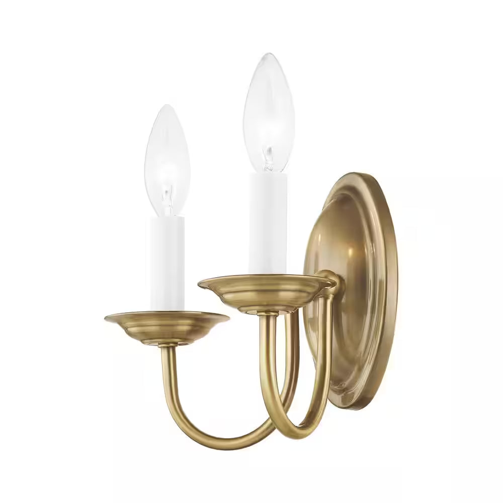  2-Light Antique Brass Wall Sconce