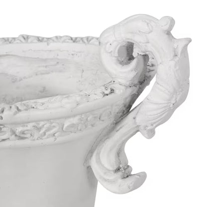 Elegant Style 15.50 In. W X 19.25 In. H Antique White Concrete Garden Urn Planter, Functional, Weather & Water Resistant