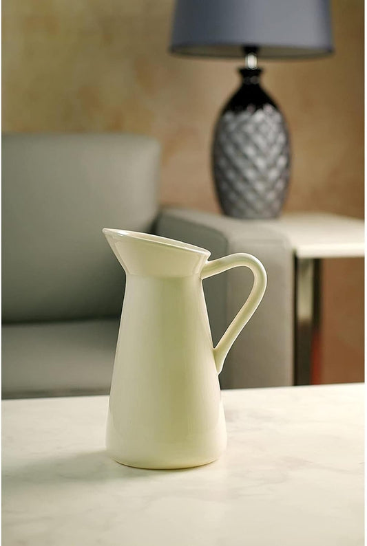 Cream Ceramic Pitcher Vase