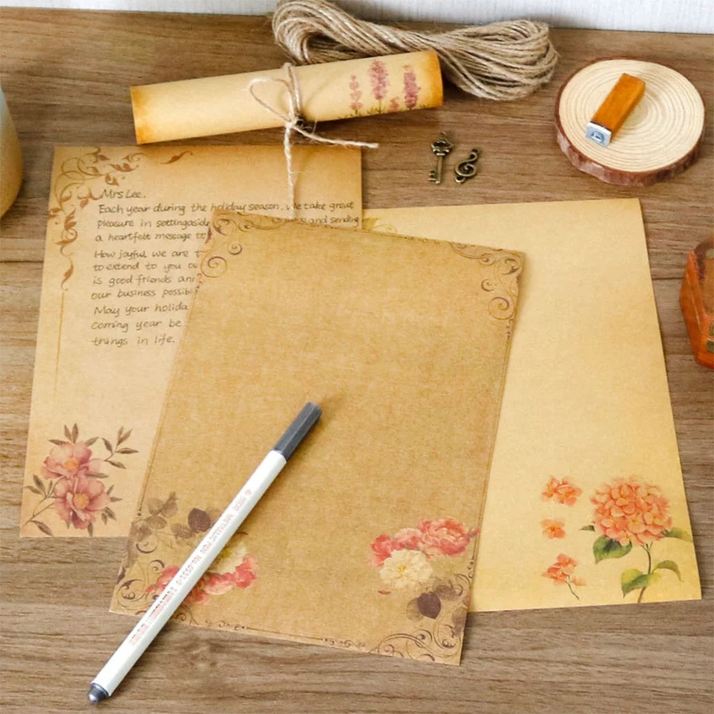  Stationary Paper 8 Pack Parchment Antique Colored Printed