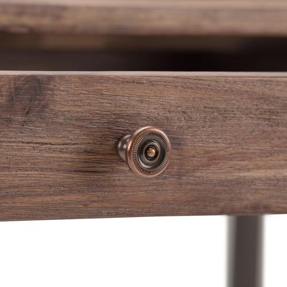  60 In. Wide Writing Office Desk in Rustic Natural Aged Brown