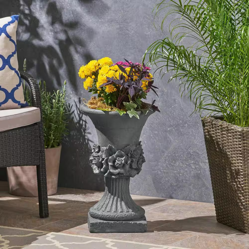 Concrete Antique Gray Outdoor Garden Urn Planter